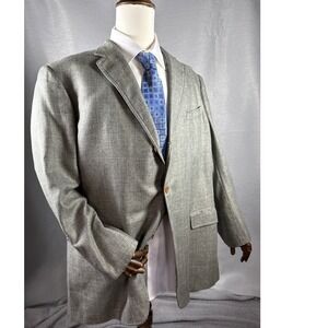 Vintage Southwick Herringbone Gray Plaid Wool Blend Sport Coat Blazer Mens 48L